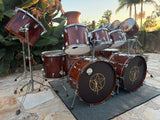 Tama Superstar Mahogany Neil Peart Rush 13pc Replica 80's Drum Set kit RARE!!!15