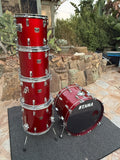 Tama Superstar Candy Apple Red 5pc Drum set kit w/ 24" Bass drum!21