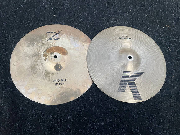 Zildjian Hi Hats 13” K Top and Z Dyno Beat Bottom hihat hi hat Cymbals pair