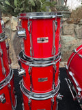 Yamaha Recording Custom 8pc Double Bass Drum Set Kit HOT RED 24" KICKS!!