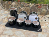 Ludwig Black Cortex 70's 7pc Dbl Bass Concert Tom Drum Kit Set - 3 PLY W/RERINGS