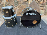 Yamaha Maple Custom 3pc Drum Set Kit 22,12,16 - Black Maple1