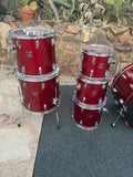Tama Superstar Candy Apple Red 6pc Drum set kit w/ 24" Bass drum!7