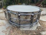 Ludwig 5x14" Blue Olive B/O LM400 Supraphonic Chrome Plated Aluminum Snare Drum