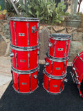 Yamaha Recording Custom 8pc Double Bass Drum Set Kit HOT RED 24" KICKS!!