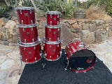 Vintage Tama Superstar Cherry Wine 5pc Drum Set kit 22,10,12,13,14,16,18 -GREAT!