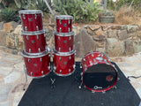 Vintage Tama Superstar Cherry Wine 5pc Drum Set kit 22,10,12,13,14,16,18 -GREAT!