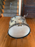 Vintage Ludwig WMP White Marine Pearl 1959 Transition Badge 22x14 Bass Drum0