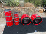 Yamaha Recording Custom 8pc Double Bass Drum Set Kit HOT RED 24" KICKS!!