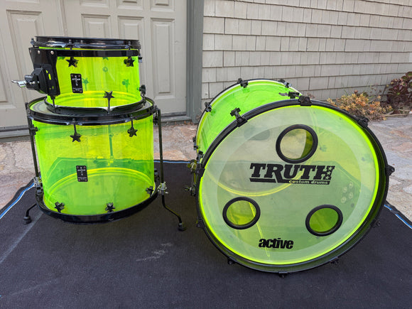 Truth Custom Shop Acrylic 3pc Drum Set kit !!! Loud !! 22x20 , 16x14, 12x8