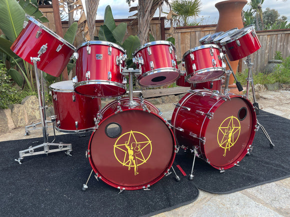 Tama Superstar Candy Apple Red Neil Peart Rush 13pc Replica Drum Set kit RARE!!!