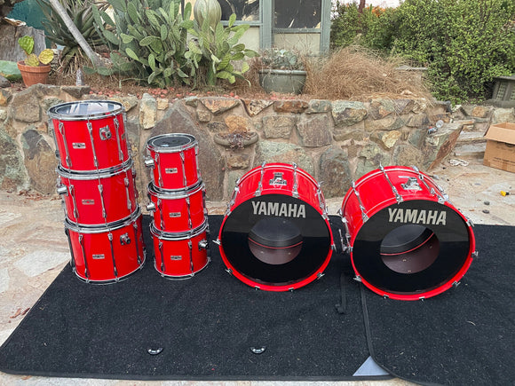 Yamaha Recording Custom 8pc Double Bass Drum Set Kit HOT RED 24