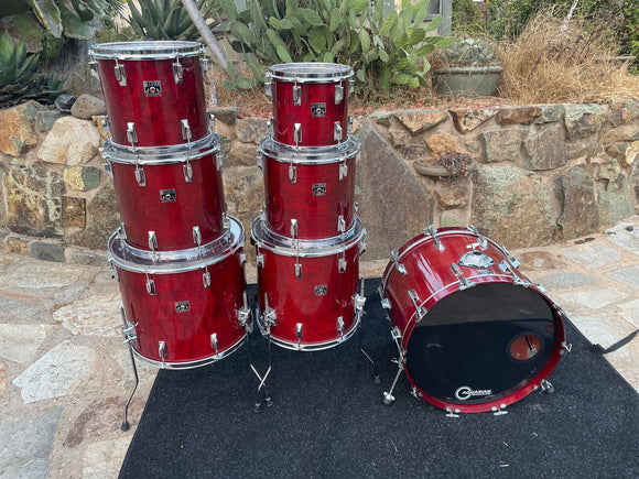 Vintage Tama Superstar Cherry Wine 5pc Drum Set kit 22,10,12,13,14,16,18 -GREAT!