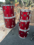 Tama Superstar Candy Apple Red 6pc Drum set kit w/ 24" Bass drum!9
