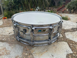Ludwig 5x14" Blue Olive B/O LM400 Supraphonic Chrome Plated Aluminum Snare Drum