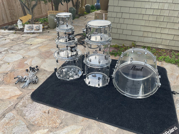 Pearl Crystal beat Acyrlic 8pc Drum Set kit - Clear - Excellent