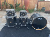 DW Black Satin 5pc Collectors Gold Badge Era Drum Set kit