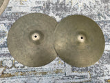 Vintage Zildjian 14 inch New Beat  HiHats hihat Cymbals Pair - TOP CRACKED