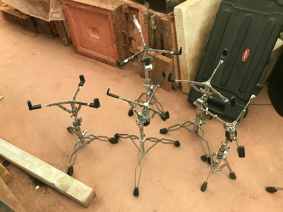FIVE PACKAGE DEAL SNARE DRUM STANDS MIXED BRANDS