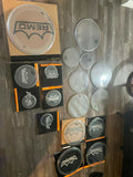 Pearl and Remo Drum Head lot used 6,6,6,8,8,10,10,12,12,14,14,14,,16,16,16,16,18