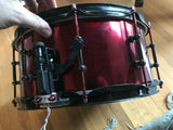 Custom Black and Red Chrome Snare Drum 14 x 6.5
