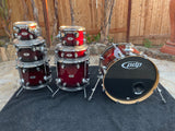 PDP X7 Maple Red Sparkle Fade 7pc Drum Set 8x7,10x8,12x9,14x12,16x14,14x5,22x18
