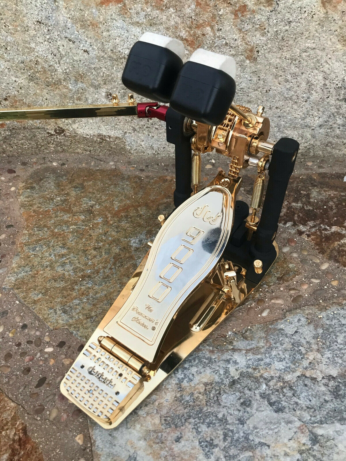 dw double bass pedal 9000 DW 9000 gold double bass pedal 9002 – Blakes Drum Shop