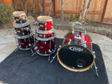 PDP X7 Maple Red Sparkle Fade 7pc Drum Set 8x7,10x8,12x9,14x12,16x14,14x5,22x18