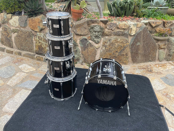 Yamaha Recording Custom 5pc Drum Set kit 22x16,10x9,12x10,14x12,16x14 BLACK