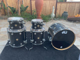 DW Black Satin 5pc Collectors Gold Badge Era Drum Set kit