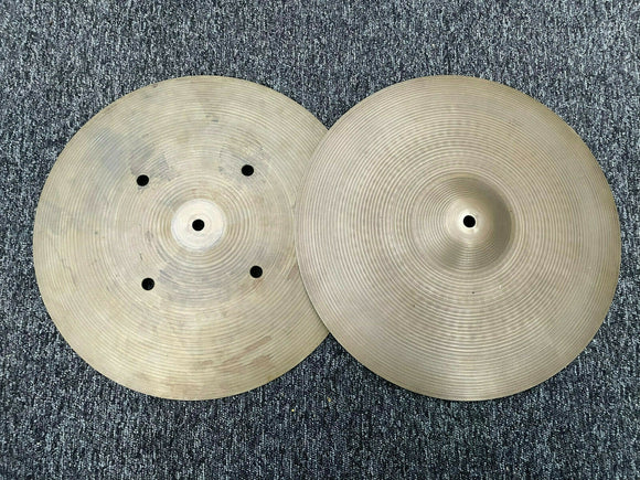 Vintage Zildjian Avedis Quick Beat Hi Hat Cymbals, 1970s Hollow Logo