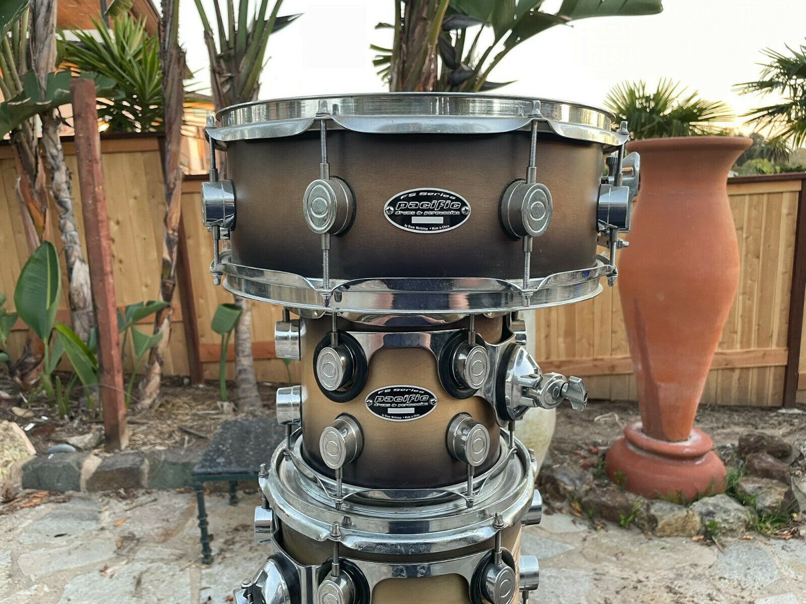 PDP Fs Birch 8pc Double Bass Drum Set kit tobacco burst – Blakes Drum Shop