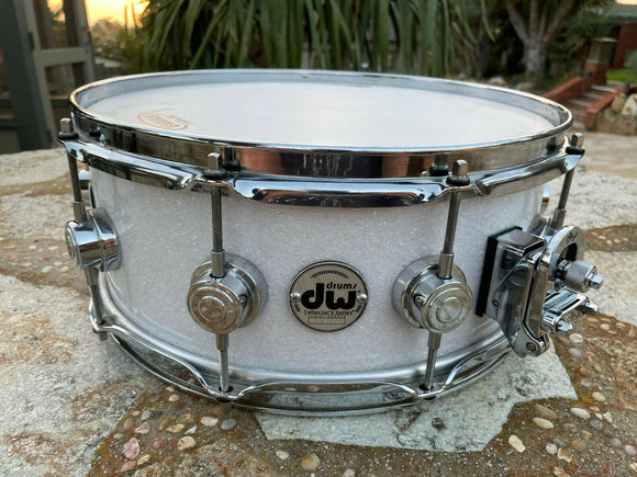 DW Collectors White Glass 14 x 6 Snare Drum!!! Collectors Standard Maple