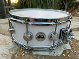 DW Collectors White Glass 14 x 6 Snare Drum!!! Collectors Standard Maple
