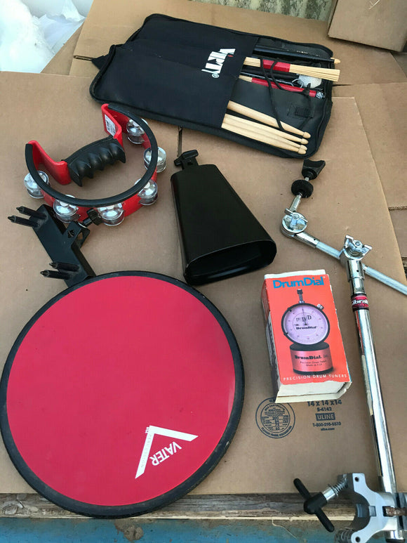 Drummers Accesory Pack - Cowbell - pad - sticks - drum dial- mount
