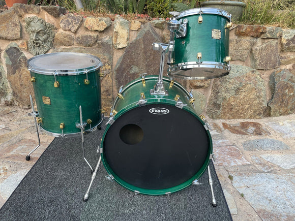 Yamaha Maple Custom 3pc Drum Set Kit Emerald Green