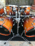 Pearl Session Maple Custom Double Bass 5pc Drum Set Kit Tobacco Burst!!
