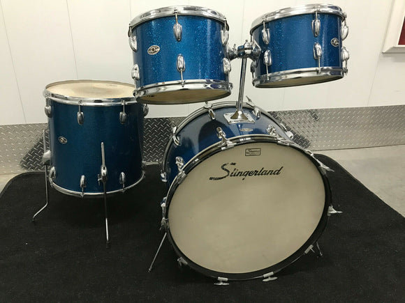 Slingerland Blue Sparkle Vintage 70's 12x8,13x9,16x16,22x14 3 ply Maple Drum Set
