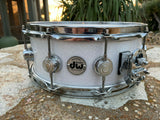 DW Collectors White Glass 14 x 6 Snare Drum!!! Collectors Standard Maple