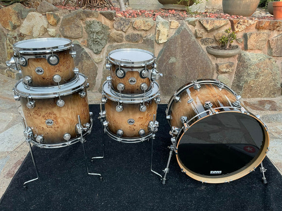 DW Collectors 5pc Exotic MAPA BURL Drum Set kit !!