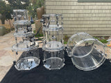 Pearl Crystal beat Acyrlic 8pc Drum Set kit - Clear - Excellent