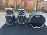 DW Black Satin 5pc Collectors Gold Badge Era Drum Set kit