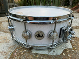 DW Collectors White Glass 14 x 6 Snare Drum!!! Collectors Standard Maple