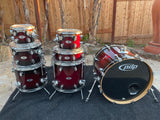 PDP X7 Maple Red Sparkle Fade 7pc Drum Set 8x7,10x8,12x9,14x12,16x14,14x5,22x18