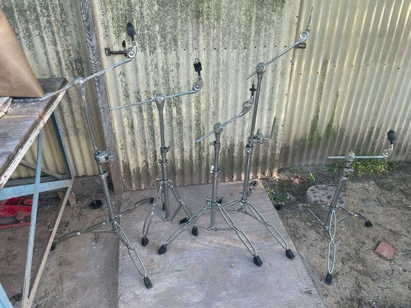 FIVE TAMA ROADPRO BOOM CYMBAL STANDS w/ 2 with Single Tom Arms