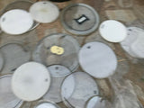 45 MIXED LOT OF NEW AND USED DRUM HEADS WITH ROLLING HARDWARE CASE!!