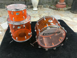 Vintage Ludwig Amber Vistalite Drum Set Kit 3pc