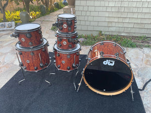 DW Collectors Private Reserve Waterfall bubinga 6pc Drum Set kit w/ Black nickel