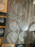 Pearl and Remo Drum Head lot used 6,6,6,8,8,10,10,12,12,14,14,14,,16,16,16,16,18