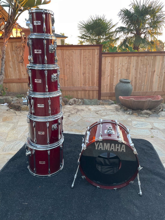 Yamaha Recording Custom Pre Yes Cherry 7pc Drum Set kit 22,8,10,12,13,14,16